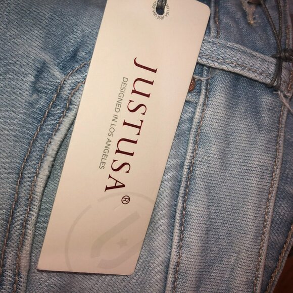 New JustUSA Hadley Size 8 Light Wash High Rise Straight Distressed Raw Hem Jeans - Picture 8 of 11